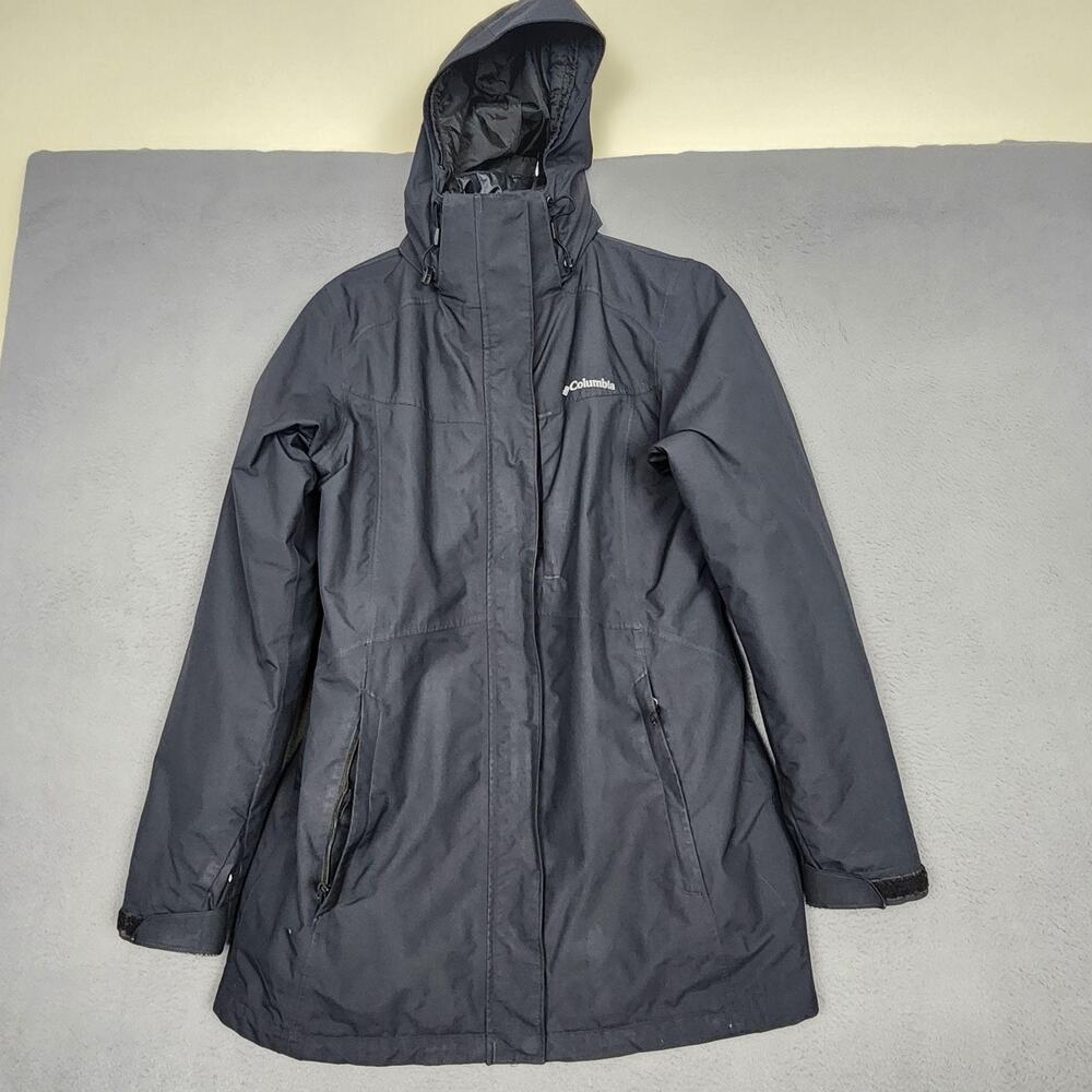 Columbia Interchange Omni-Tech Coat Womens Medium Black 3-in-1 Hooded Omni-Heat